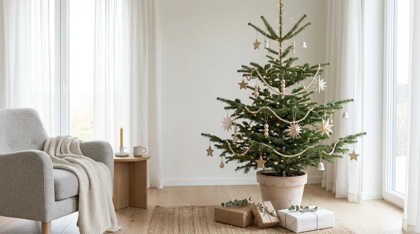 Place a small tree where it feels personal inspiration for a Christmas bedroom.